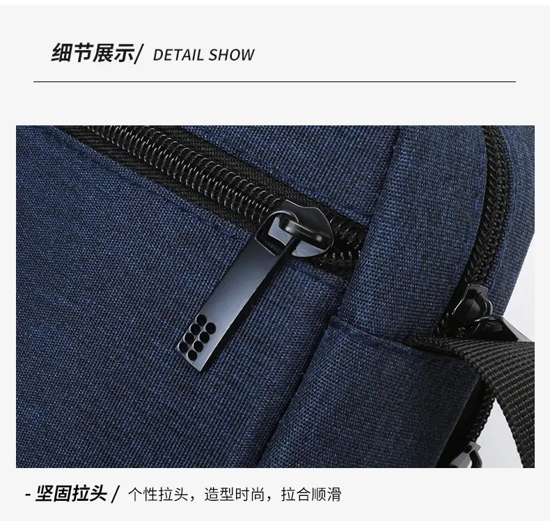 Men's Black Oxford Messenger Bag with Adjustable Strap — feature 19