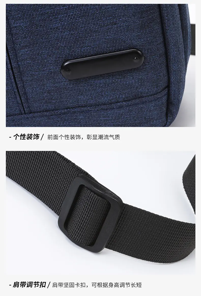 Men's Black Oxford Messenger Bag with Adjustable Strap — feature 20