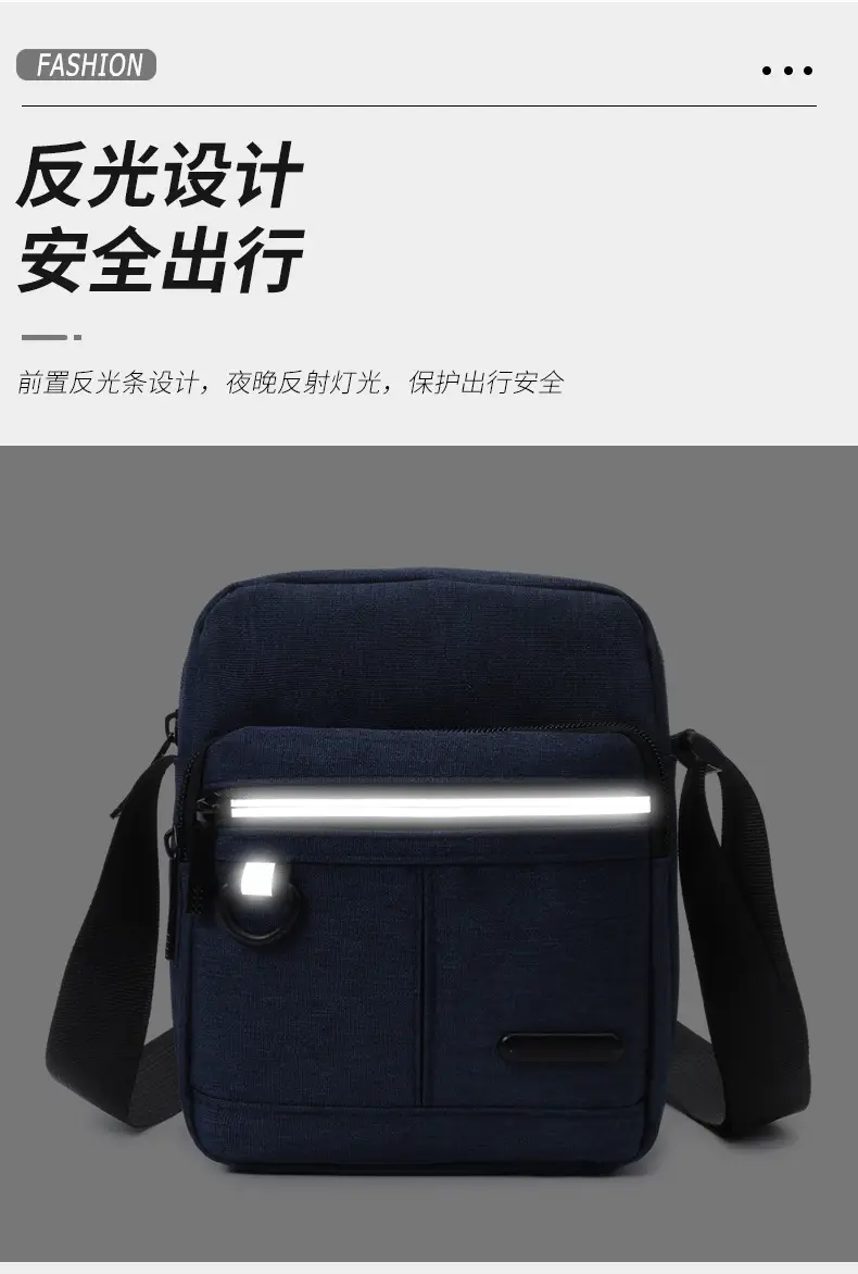 Men's Black Oxford Messenger Bag with Adjustable Strap — feature 8
