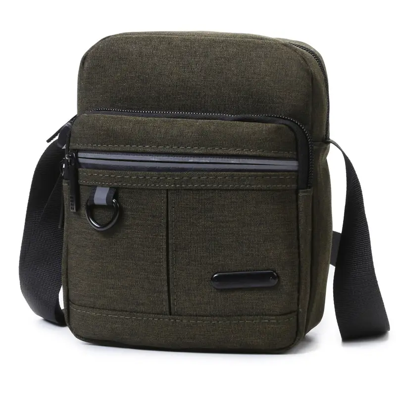 Men's Black Oxford Messenger Bag with Adjustable Strap - Image 3