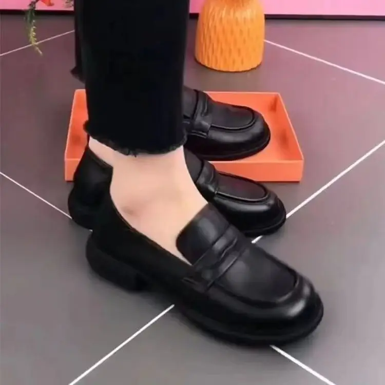 Women's Black Slip-On Loafers British Style 2024 - Image 5
