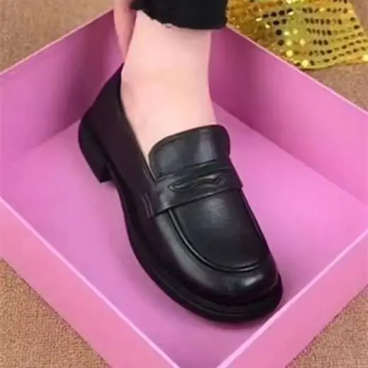 Women's Black Slip-On Loafers British Style 2024 — feature 4