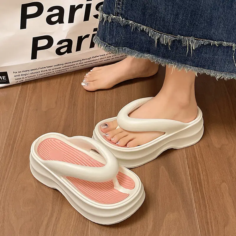 Women's Thick Sandal Slip-On Summer Shoes Beige