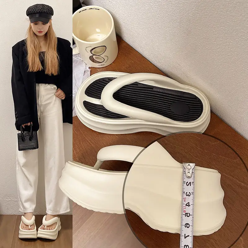Women's Thick Sandal Slip-On Summer Shoes Beige