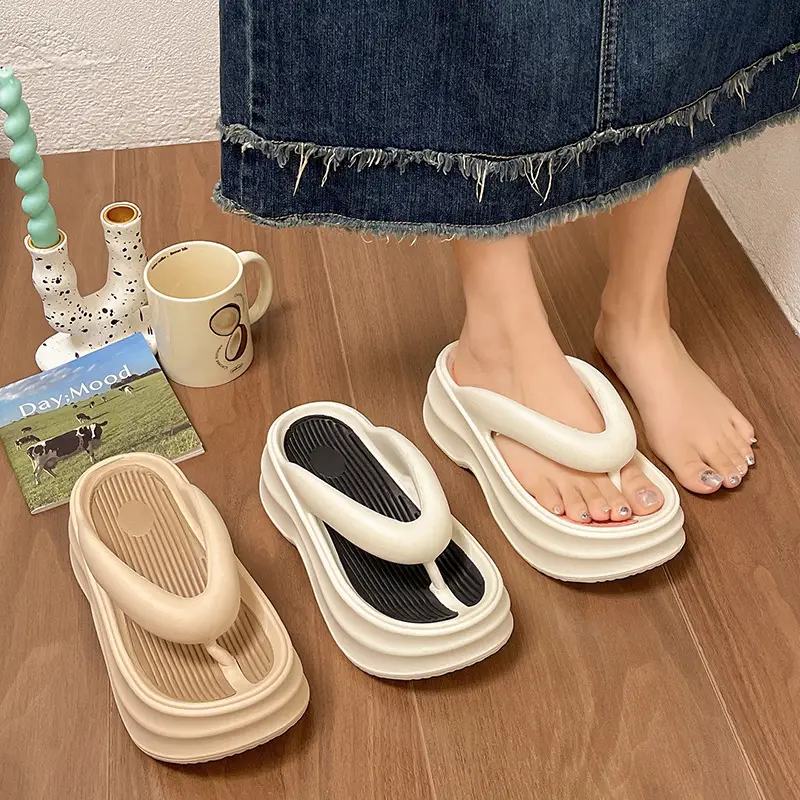 Women's Thick Sandal Slip-On Summer Shoes Beige