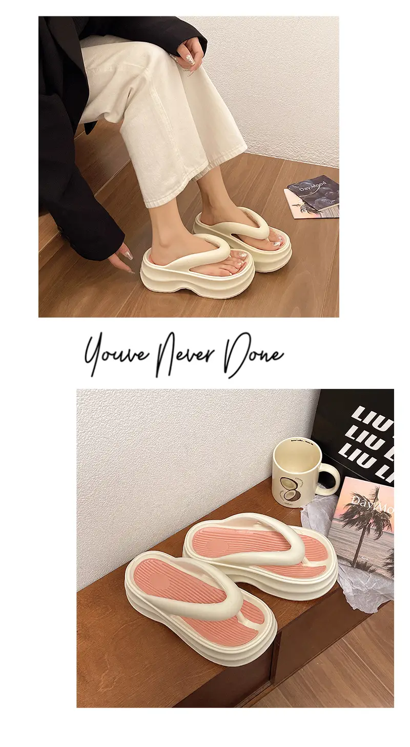 Women's Thick Sandal Slip-On Summer Shoes Beige — feature 12