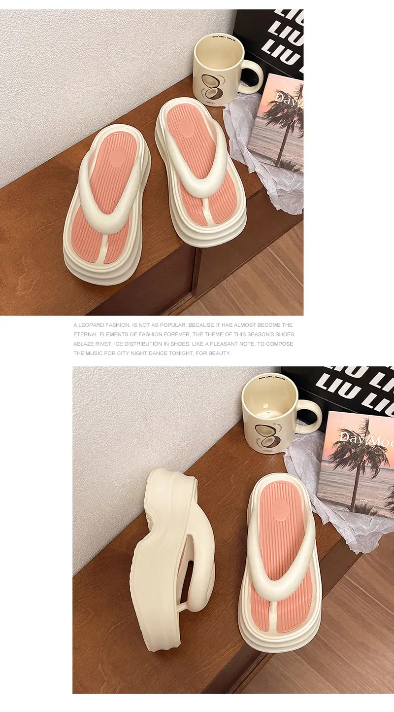 Women's Thick Sandal Slip-On Summer Shoes Beige — feature 13