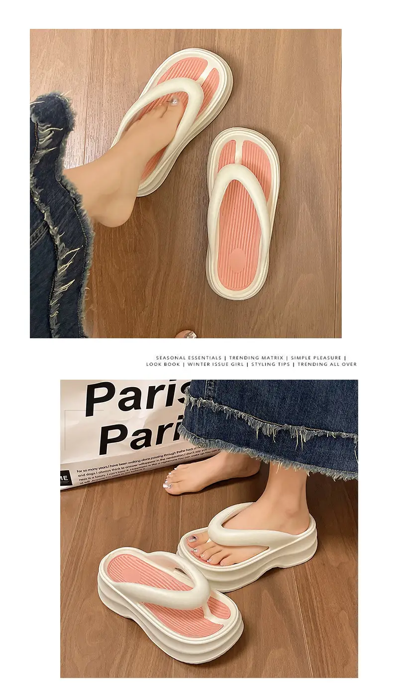 Women's Thick Sandal Slip-On Summer Shoes Beige — feature 4