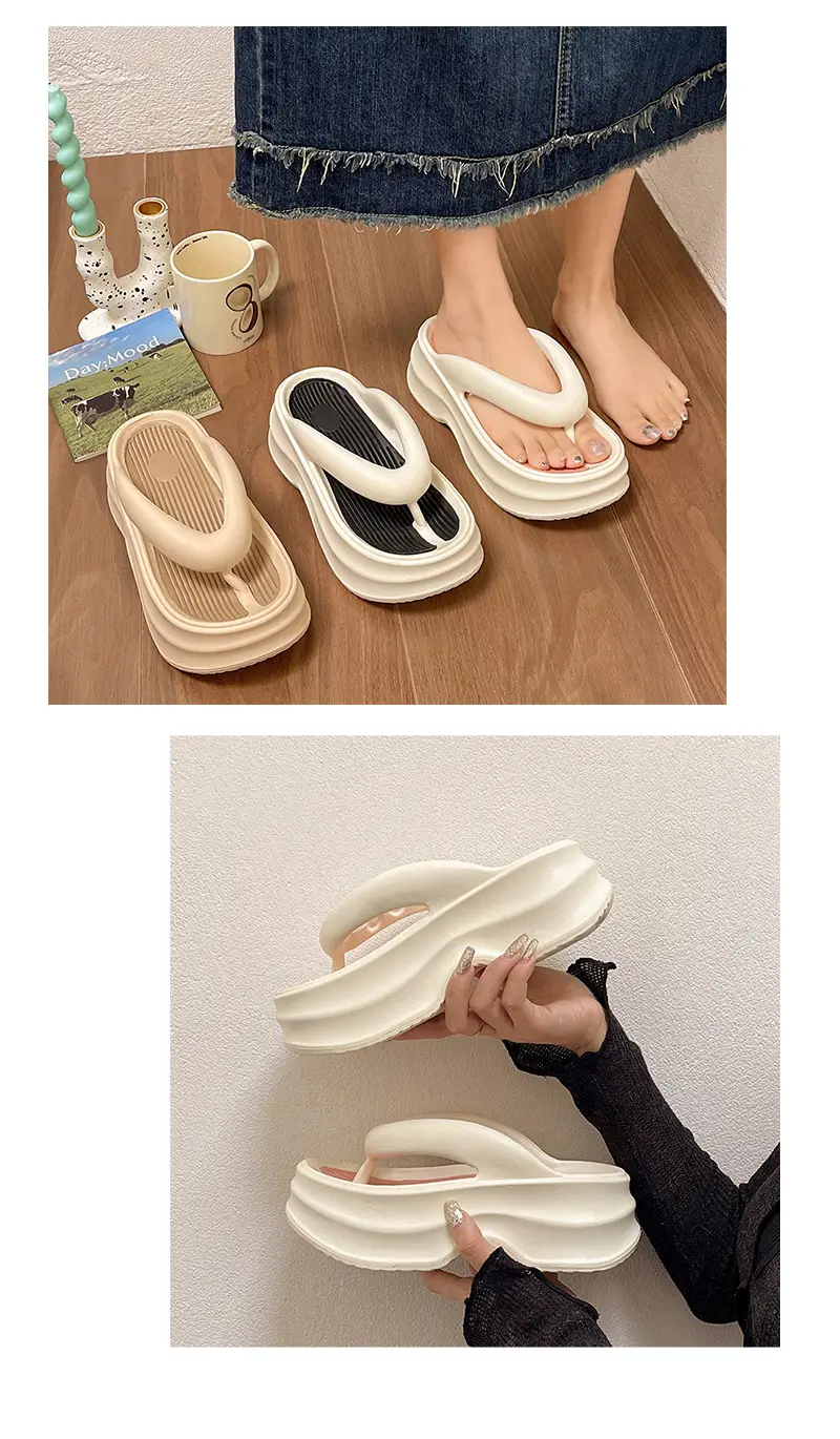 Women's Thick Sandal Slip-On Summer Shoes Beige — feature 5