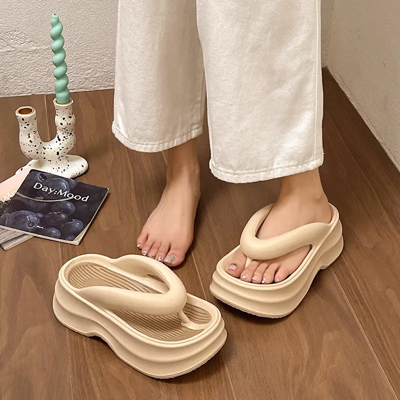 Women's Thick Sandal Slip-On Summer Shoes Beige