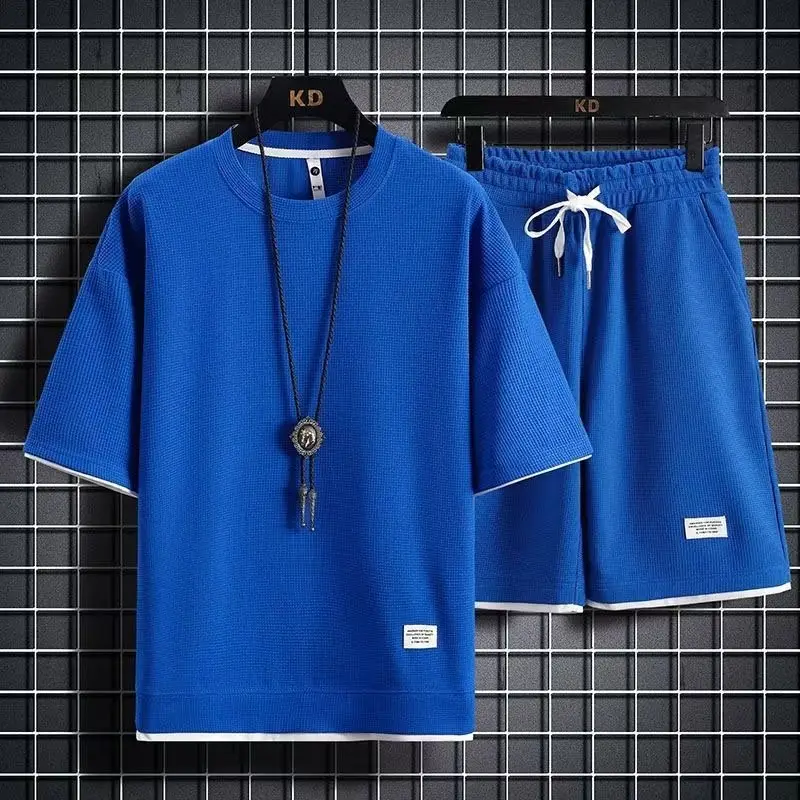 Men's Orange Waffle Shorts Set with T-Shirt - Image 7
