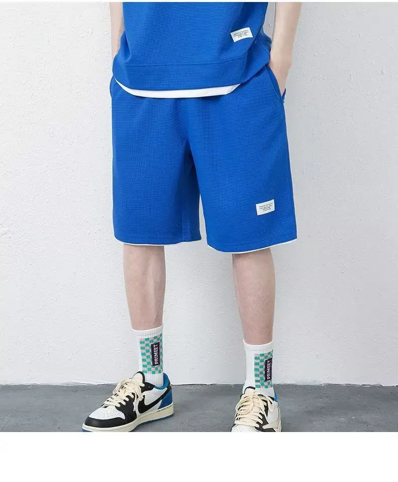 Men's Orange Waffle Shorts Set with T-Shirt — feature 21