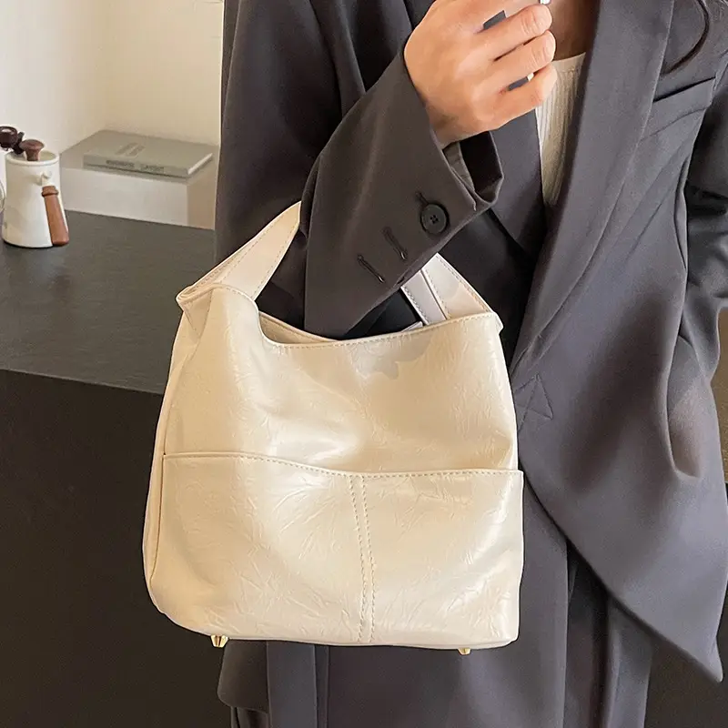 Women's Brown Leather Tote Bag Large Capacity Crossbody Commute - Image 7