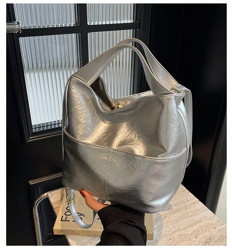Women's Brown Leather Tote Bag Large Capacity Crossbody Commute — feature 1