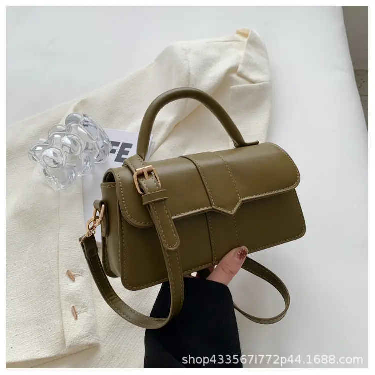 Women Retro Shoulder Messenger Bag Olive Green 2023 - Image 4