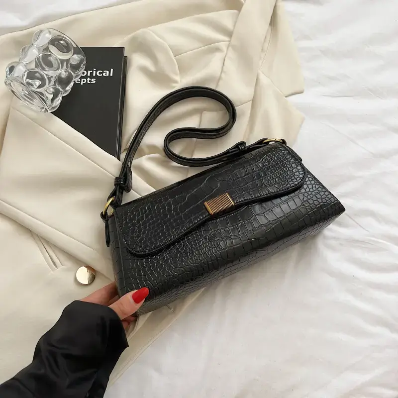 Brown Croc Leather Shoulder Bag for Women 2024 - Image 3