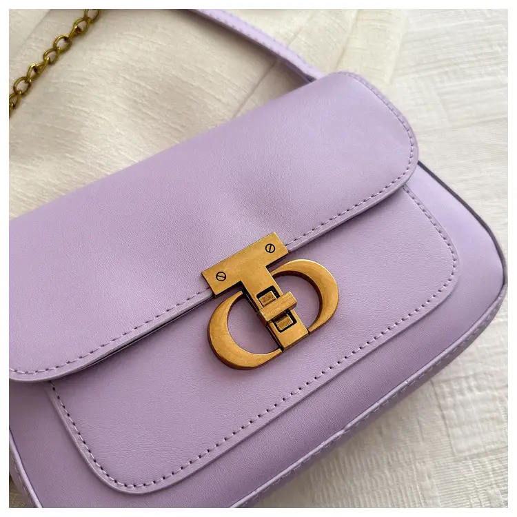 Korean Style Saddle Bag Women Brown Gold Logo — feature 14