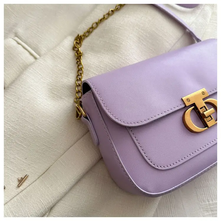 Korean Style Saddle Bag Women Brown Gold Logo — feature 15