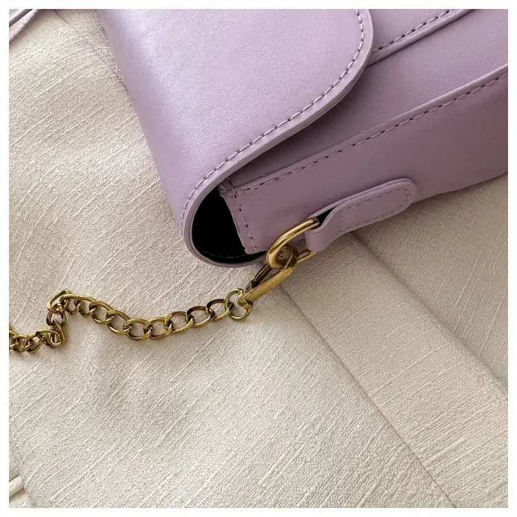 Korean Style Saddle Bag Women Brown Gold Logo — feature 16