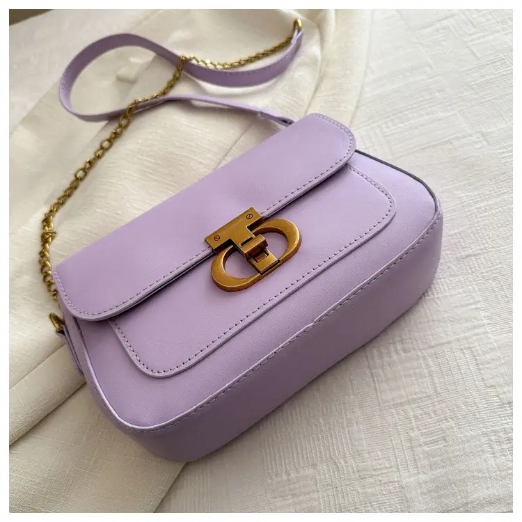 Korean Style Saddle Bag Women Brown Gold Logo — feature 47