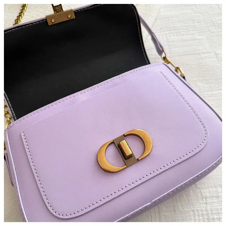 Korean Style Saddle Bag Women Brown Gold Logo — feature 48