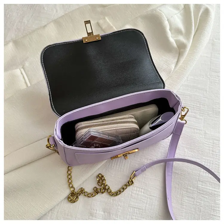 Korean Style Saddle Bag Women Brown Gold Logo — feature 49