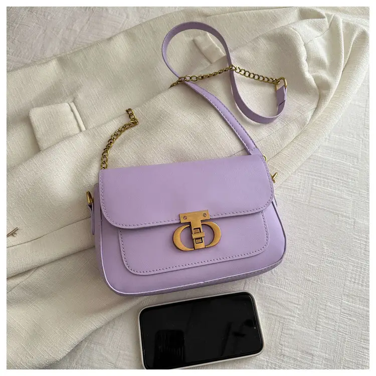 Korean Style Saddle Bag Women Brown Gold Logo — feature 9