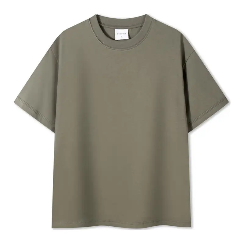 Men Cotton T-Shirt Olive Green Round Neck Short Sleeve - Image 5