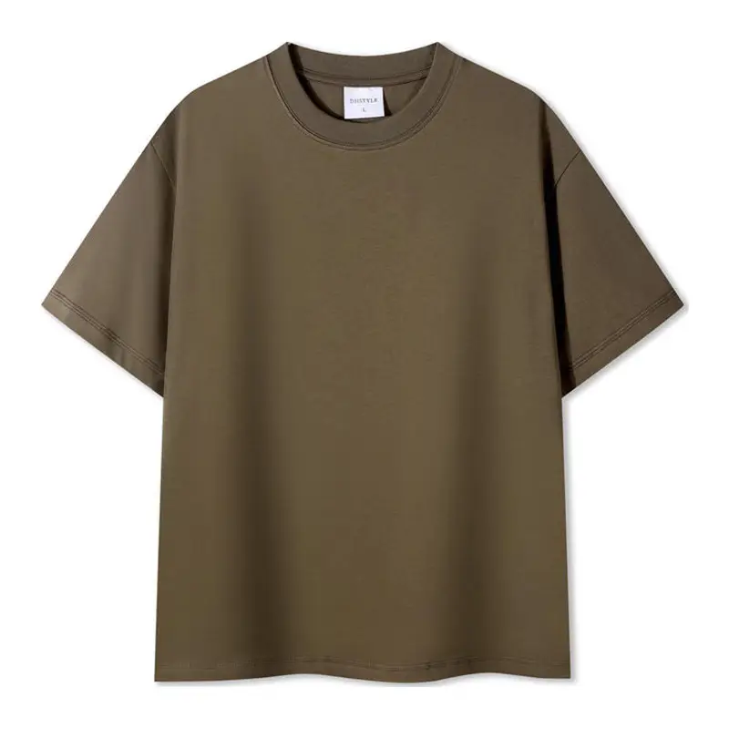 Men Cotton T-Shirt Olive Green Round Neck Short Sleeve - Image 6
