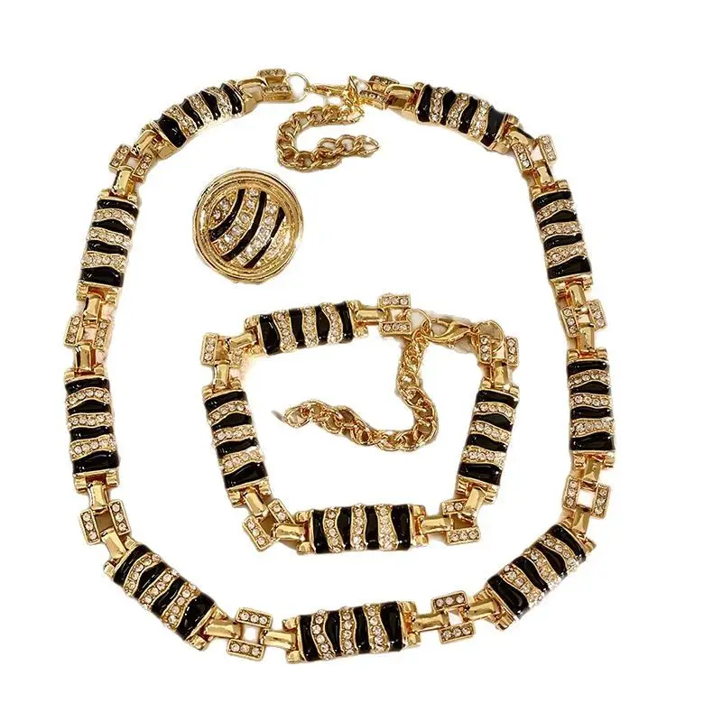 Vintage Black Zebra Watch Chain Necklace with Exotic Snake Design - Image 8