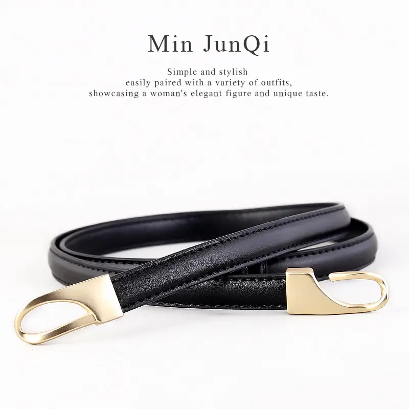 Women's Genuine Leather Waist Belt Brown Gold Clasp - Image 4