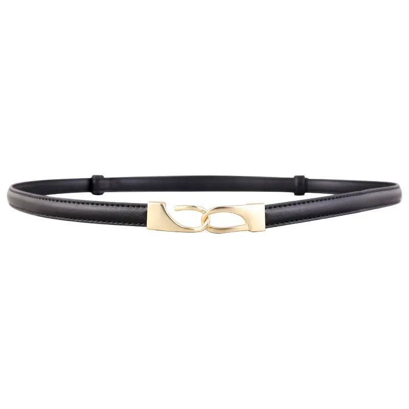 Women's Genuine Leather Waist Belt Brown Gold Clasp - Image 8