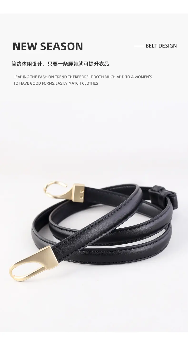 Women's Genuine Leather Waist Belt Brown Gold Clasp — feature 31