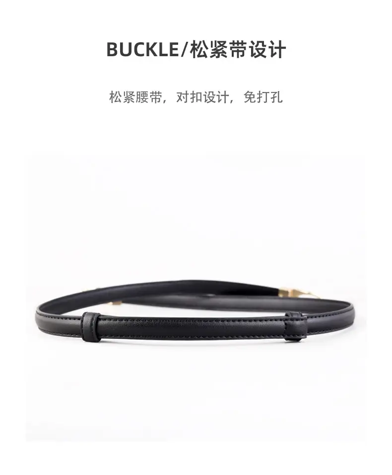 Women's Genuine Leather Waist Belt Brown Gold Clasp — feature 35