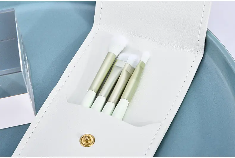 Five-Piece Wooden Makeup Brush Set with Leather Case β feature 15