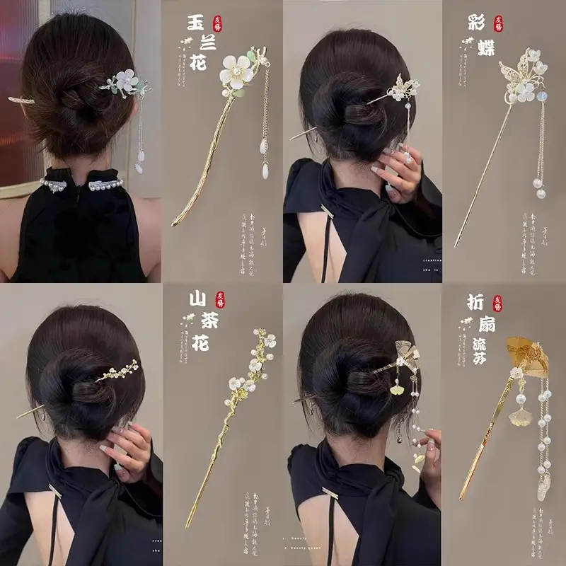 New Chinoiserie Flower Hairpin for Women - Image 127