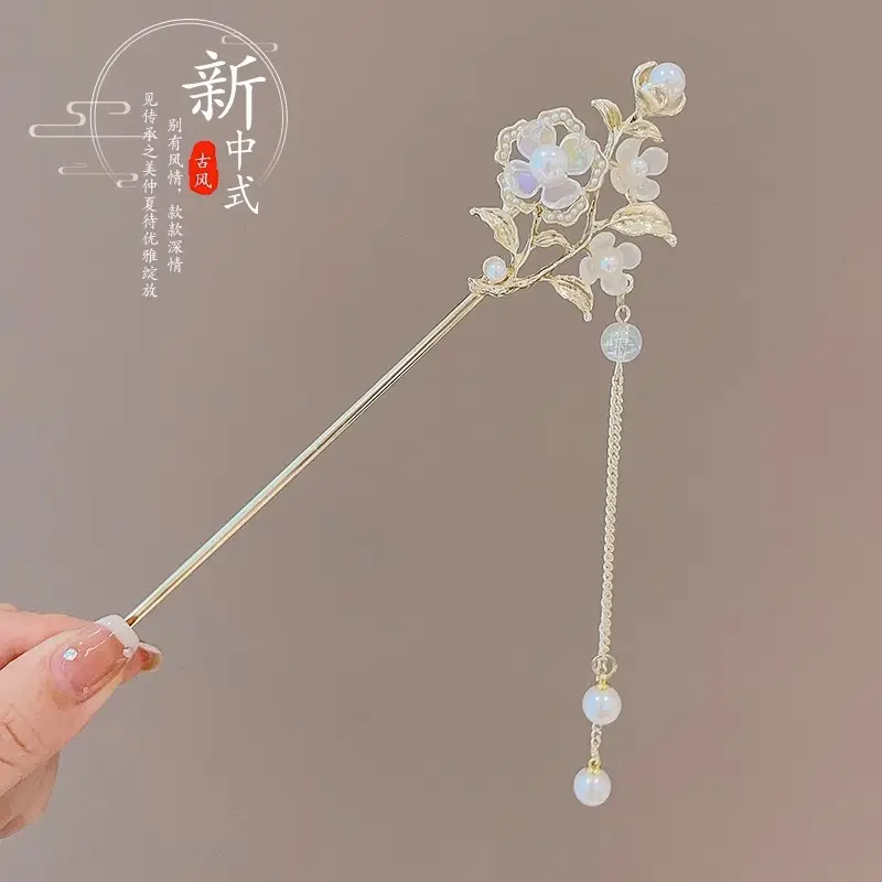 New Chinoiserie Flower Hairpin for Women - Image 3