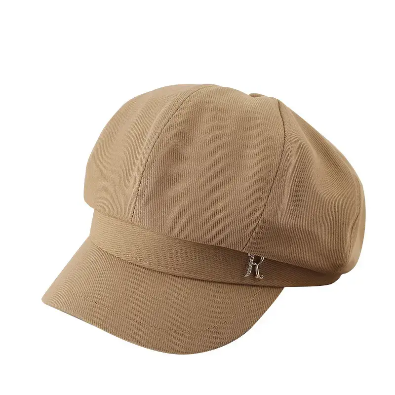 Women's Brown Rhinestone Cap with Letter Design - Image 9