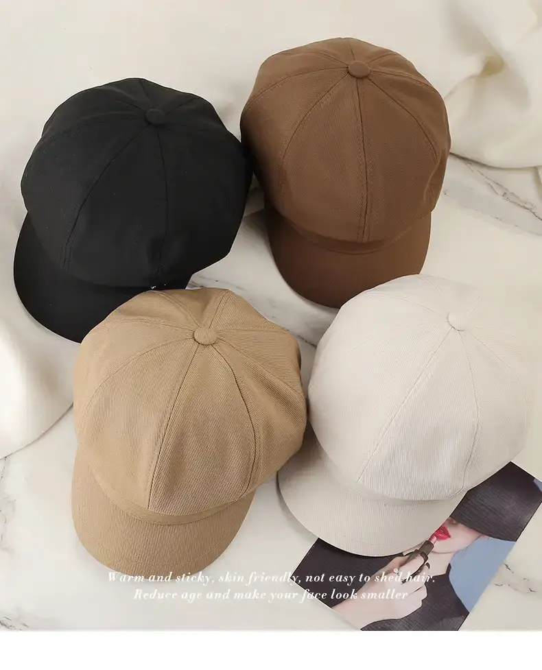 Women's Brown Rhinestone Cap with Letter Design — feature 13