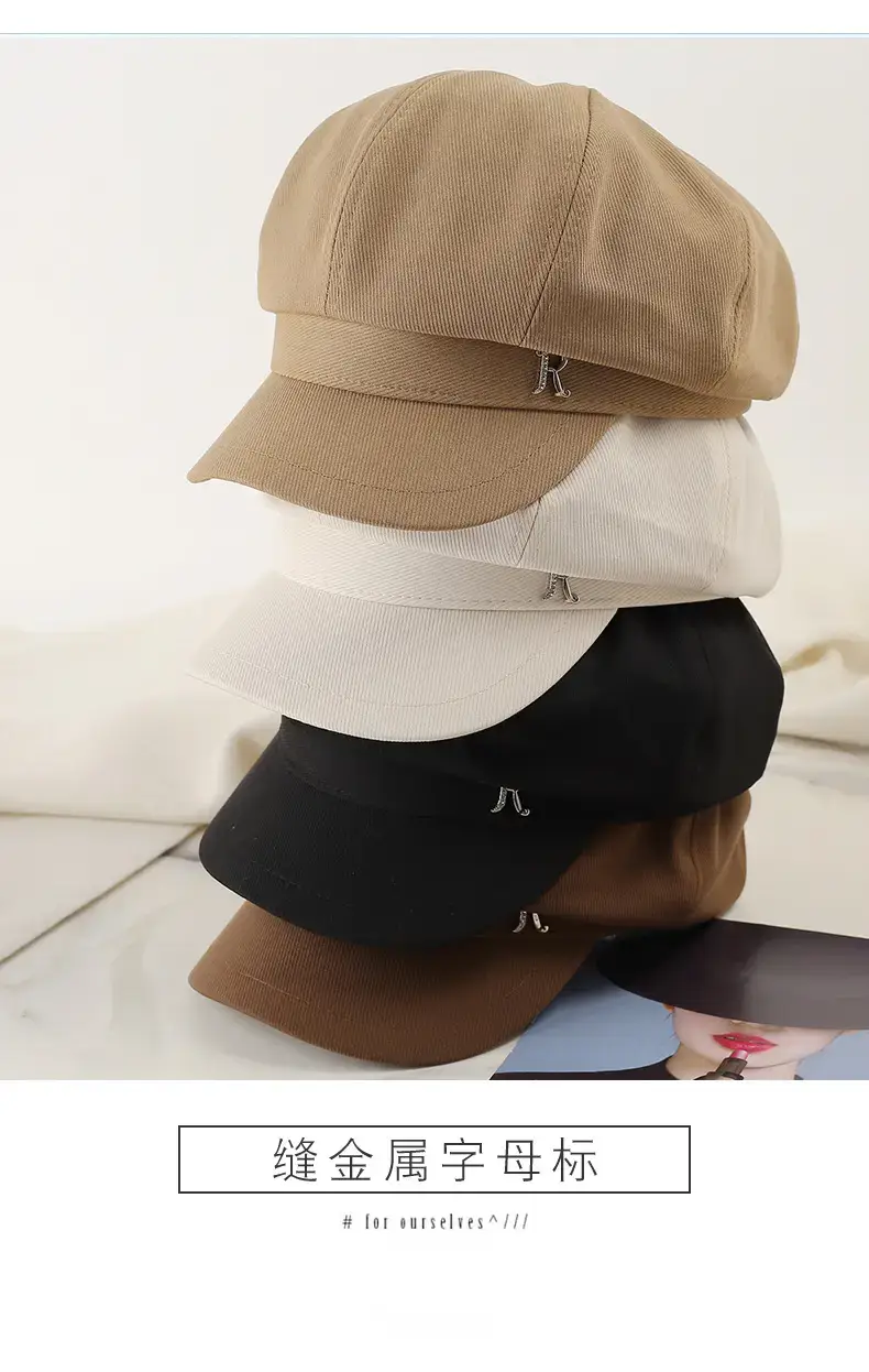 Women's Brown Rhinestone Cap with Letter Design — feature 17