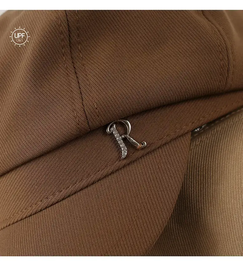 Women's Brown Rhinestone Cap with Letter Design — feature 22