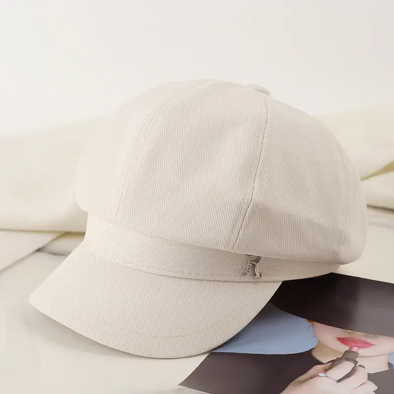 Women's Brown Rhinestone Cap with Letter Design - Image 4