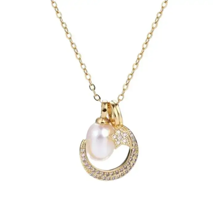 Sun & Moon Pearl Clavicle Necklace Set - Image 5
