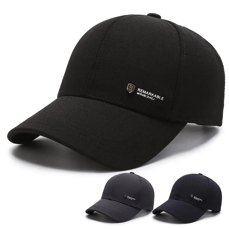 Black Baseball Cap for Men Sun Protection Casual Wear - Image 4