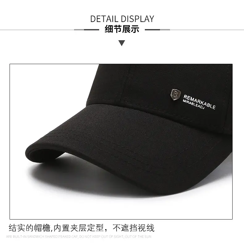 Black Baseball Cap for Men Sun Protection Casual Wear — feature 11