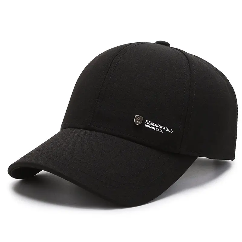 Black Baseball Cap for Men Sun Protection Casual Wear - Image 2