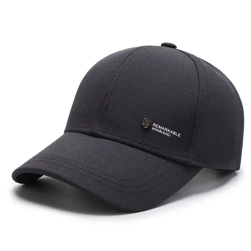 Black Baseball Cap for Men Sun Protection Casual Wear - Image 3