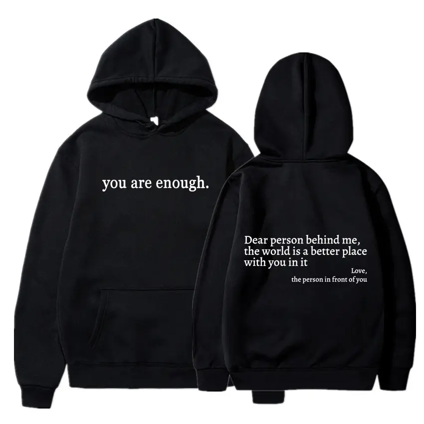 Grey Hoodie with "You Are Enough" Print - Image 34