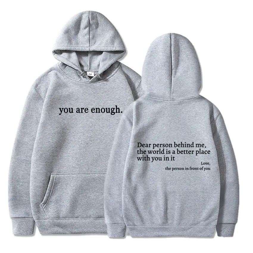 Grey Hoodie with "You Are Enough" Print - Image 14