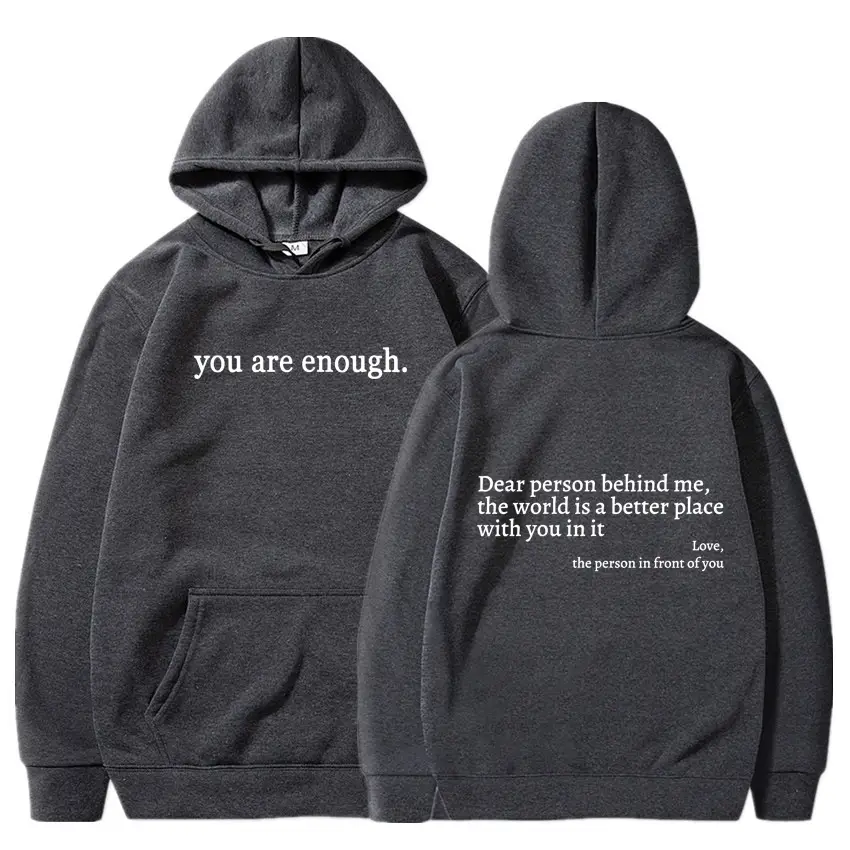 Grey Hoodie with "You Are Enough" Print - Image 15